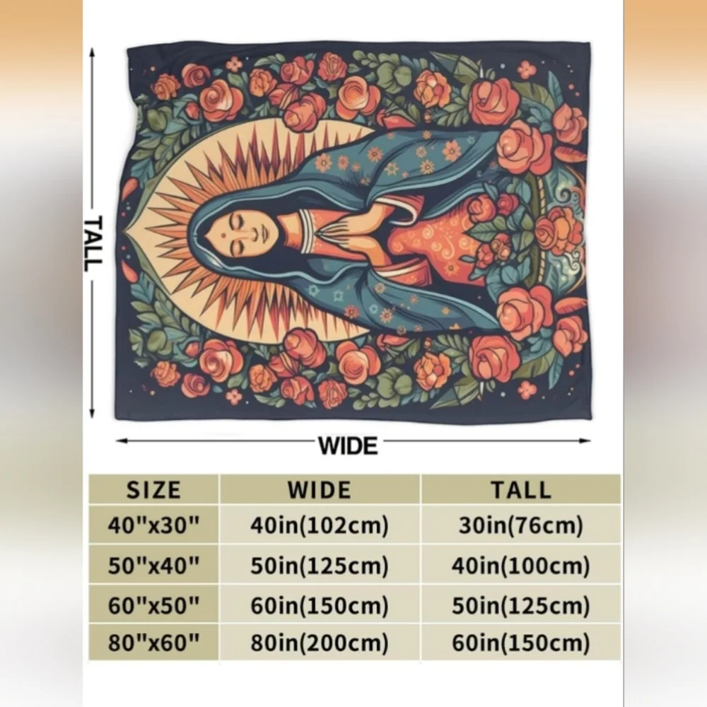 Homieblanket Virgin Mary Our Lady of Guadalupe Throw Blankets 40